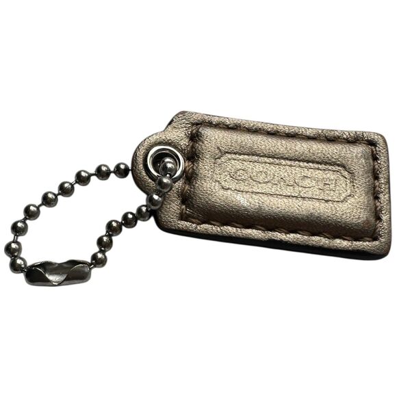 Coach Gold Metallic Leather Hang Tag Bag Charm Keychain Accessory - Picture 6 of 10